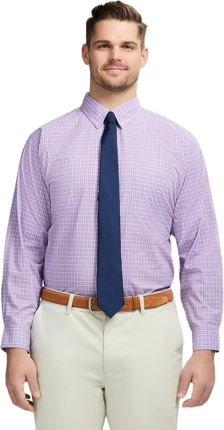 IZOD Men's Big and Tall Dress Shirt Long Sleeve Wrinkle Free Stretch Button Down Collar