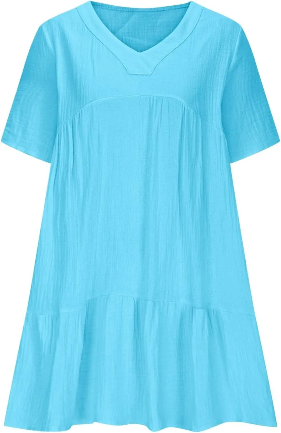 JOAU Women Summer Babydoll Dresses Cute Casual Short Sleeve V Neck Tiered Ruffle A Line Flowy Beach Mini Dress with Pockets