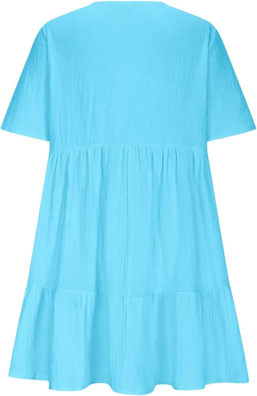 JOAU Women Summer Babydoll Dresses Cute Casual Short Sleeve V Neck Tiered Ruffle A Line Flowy Beach Mini Dress with Pockets