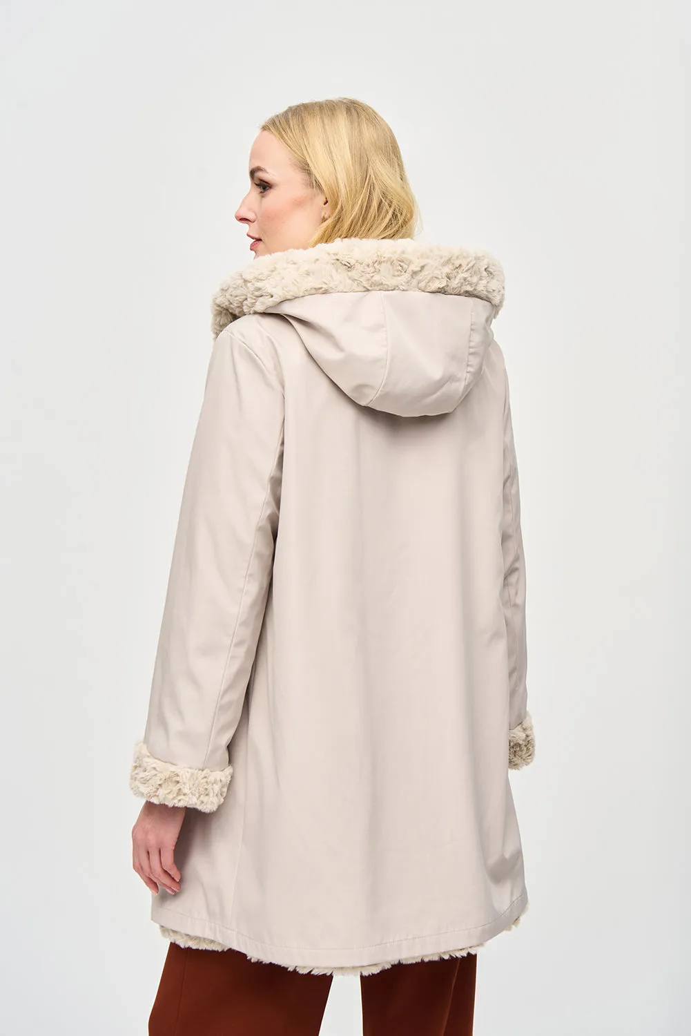 Joseph Ribkoff Reversible Faux Fur Coat Jr243903