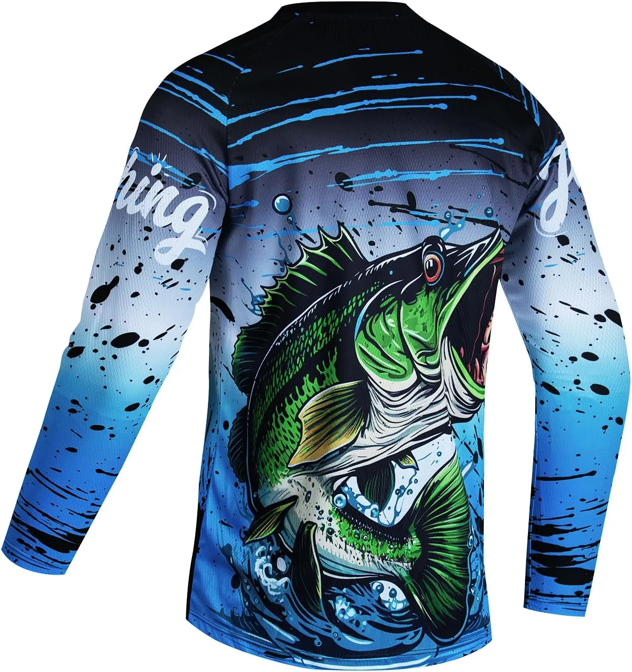 JPOJPO Mens Fishing Shirt Long Sleeve, Fishing Jerseys Fish Tshirts - Breathable, Cooling, Light-Weight
