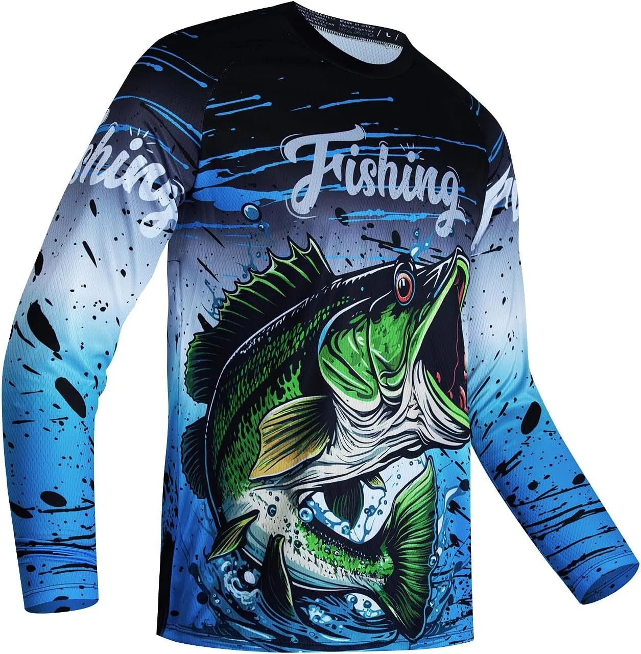 JPOJPO Mens Fishing Shirt Long Sleeve, Fishing Jerseys Fish Tshirts - Breathable, Cooling, Light-Weight