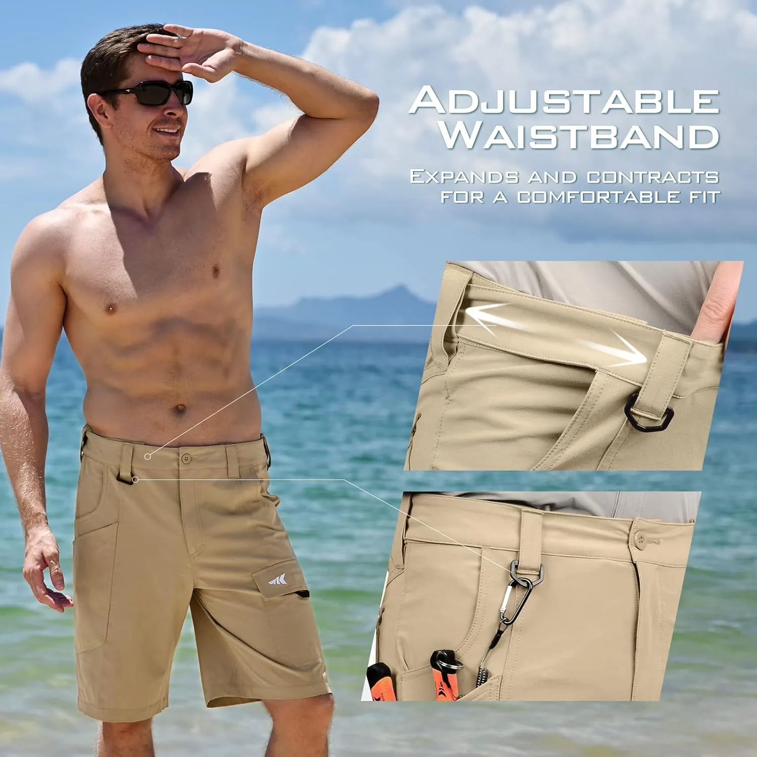 KastKing Rekon Men's Fishing Cargo Shorts, Quick Dry Casual Hiking Shorts for Men, Travel Golf Camping Tactical