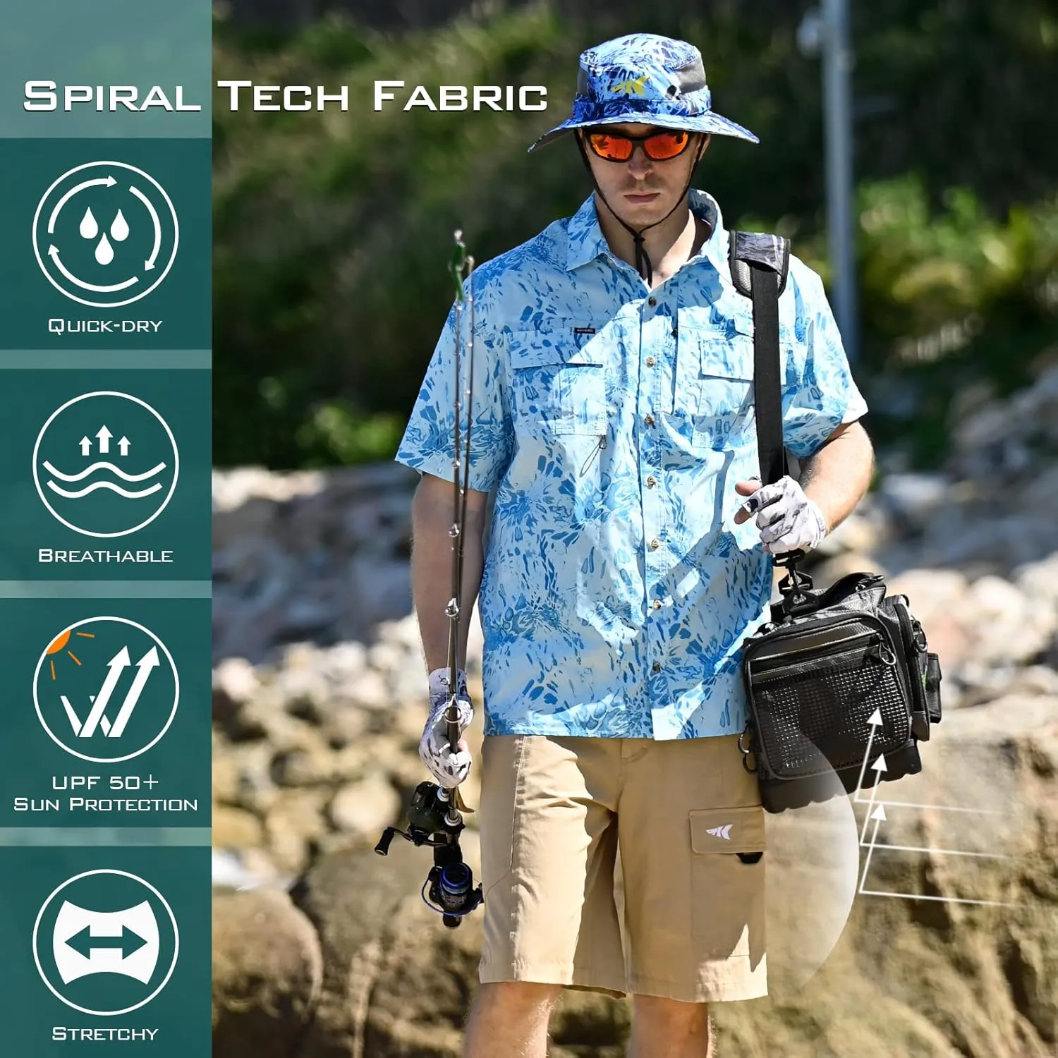 KastKing Rekon Men's Fishing Cargo Shorts, Quick Dry Casual Hiking Shorts for Men, Travel Golf Camping Tactical