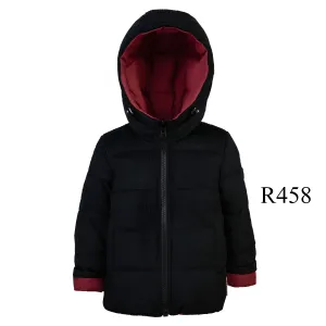 Kids' Insulated Hooded Winter Jacket - Black/Red