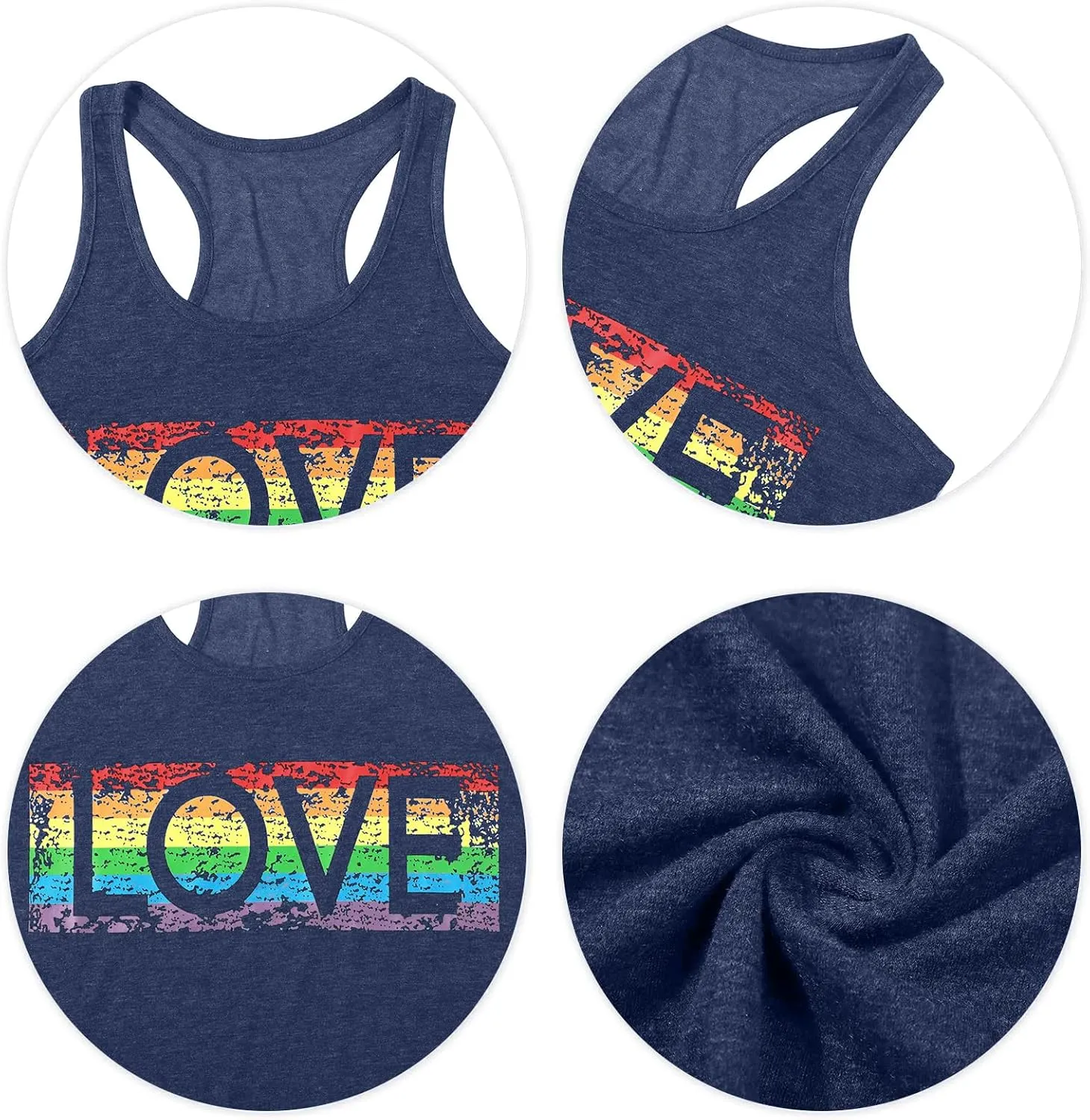 KIMSOONG Pride Shirt Women Rainbow Graphic Tee Funny Love Letter Print T Shirt LGBT Equality Tank Tops Casual Sleeveless Tops