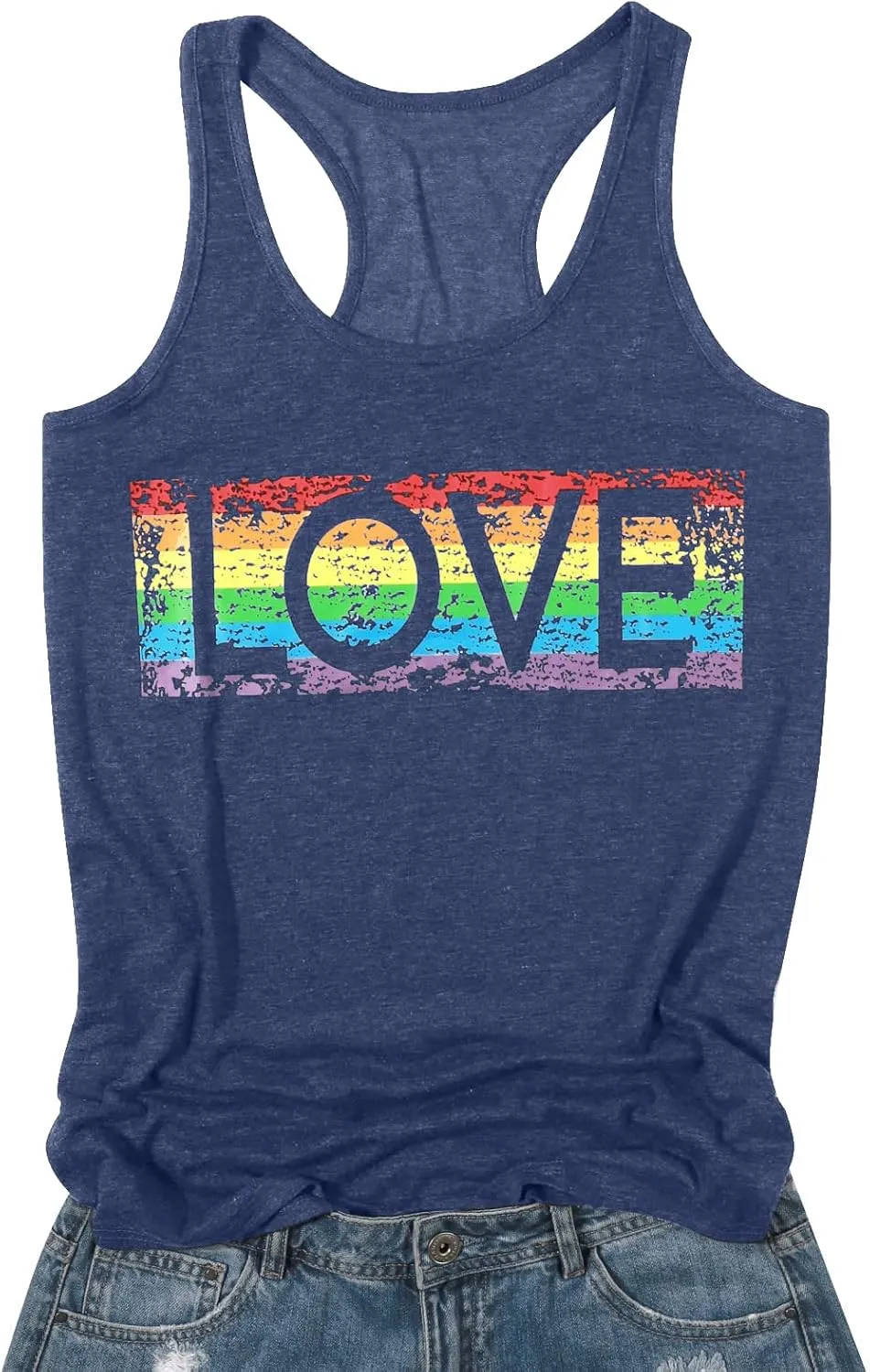 KIMSOONG Pride Shirt Women Rainbow Graphic Tee Funny Love Letter Print T Shirt LGBT Equality Tank Tops Casual Sleeveless Tops