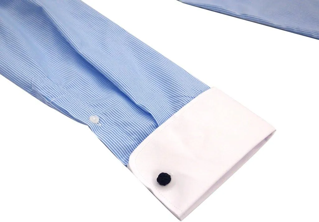 Labiyeur Men's Slim Fit Spread Collar French Cuff Long Sleeve Formal Dress Shirt