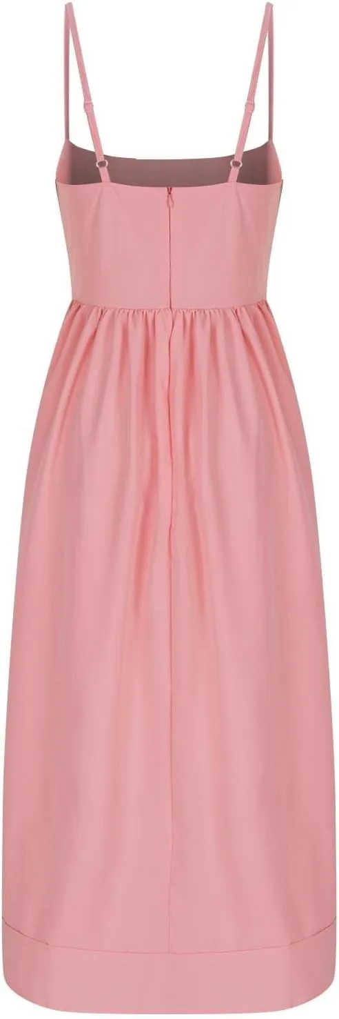 Lastesso Dresses for Women 2024 Casual Spaghetti Strap Flowy Beach Long Dress Loose Fitted Tiered Beach Party Sundresses