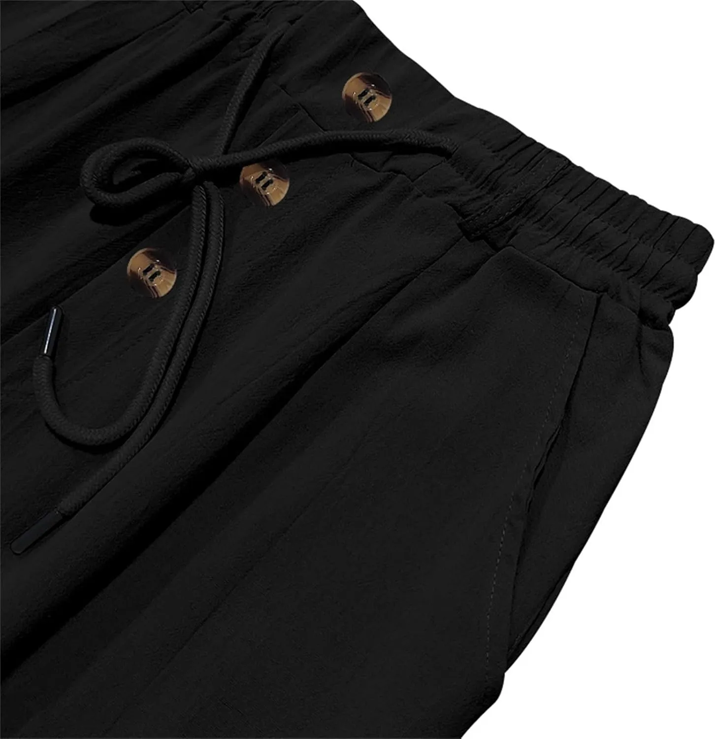Linen Pants for Men Summer Lightweight Plain Casual Pants Beach Vacation Slacks Loose Fit Drawstring Waist Trousers