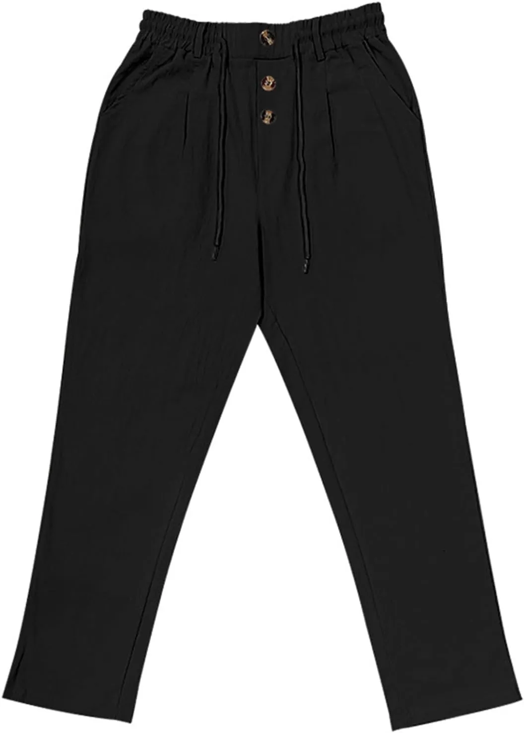 Linen Pants for Men Summer Lightweight Plain Casual Pants Beach Vacation Slacks Loose Fit Drawstring Waist Trousers