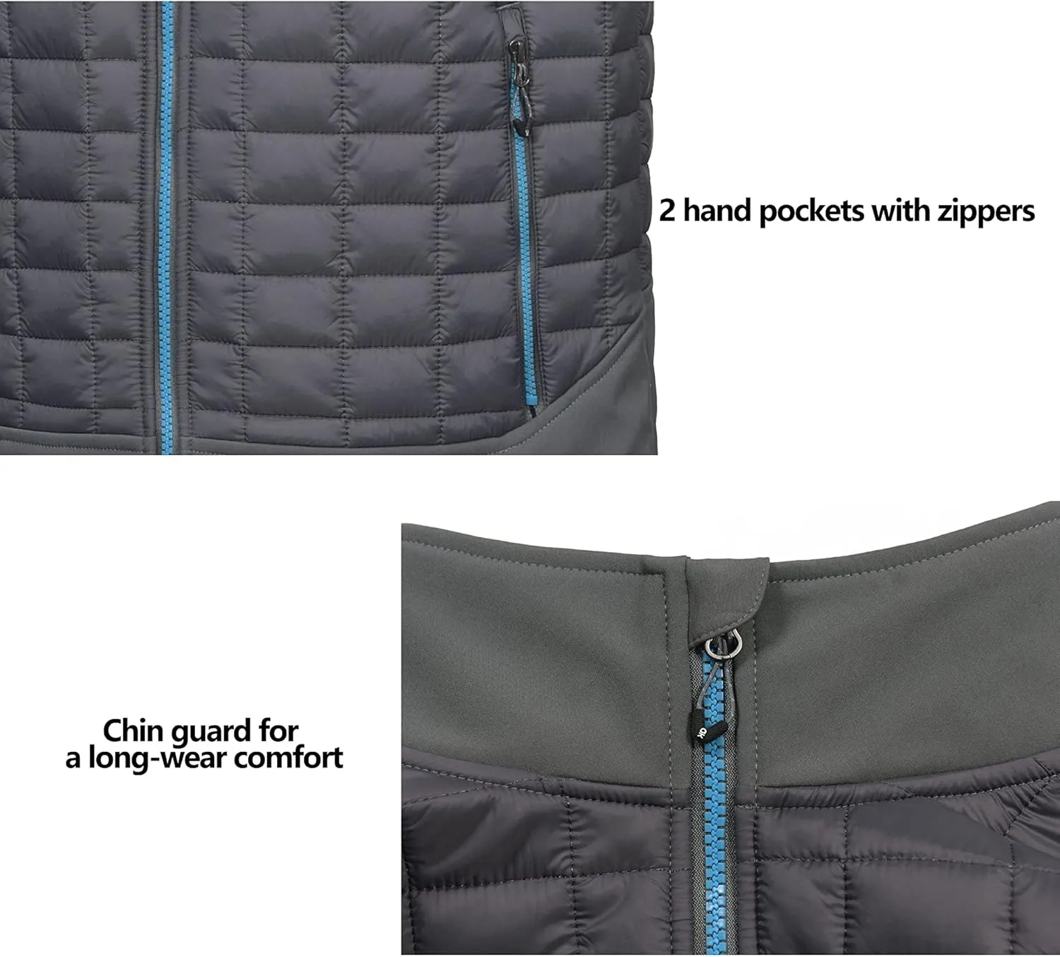 Little Donkey Andy Mens Lightweight Puffer Vest, Warm Outdoor Sleeveless Jacket for Hiking Travel Running