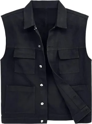 LONGBIDA Men's Denim Vest Casual Slim Fit Sleeveless Jacket Outdoor Jean Vests