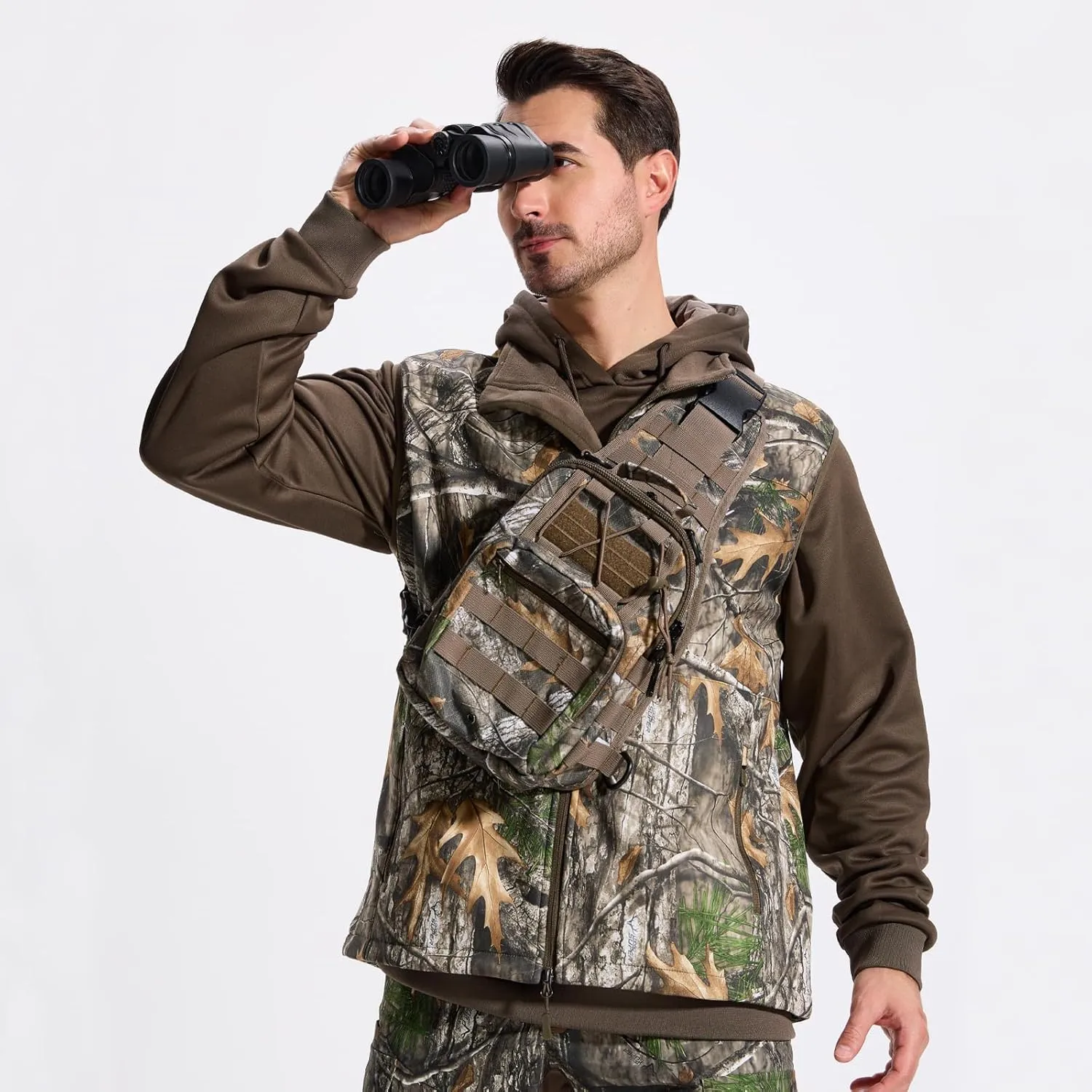 LOOGU Mens Camo Hunting Vest Softshell Fleece Lined Outdoor Fishing Outwear