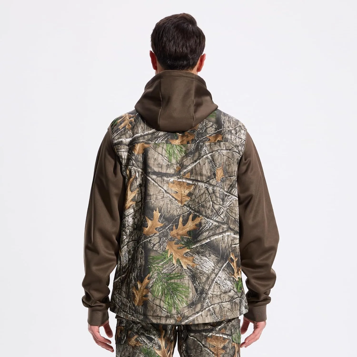 LOOGU Mens Camo Hunting Vest Softshell Fleece Lined Outdoor Fishing Outwear