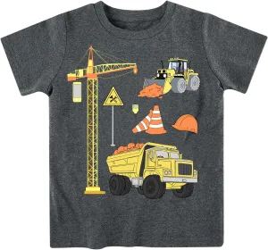 Lovekider Construction Shirt for 3-6T Boys Funny Truck Toddler Kids T-Shirt Short Sleeve Car Tractor Excavator Tee Shirts