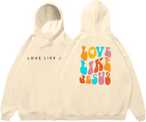 LUKYCILD Christian Tshirts Women Love like Jesus Sweatshirt Jesus Faith Shirts Religious God Oversized Pullover Hoodie