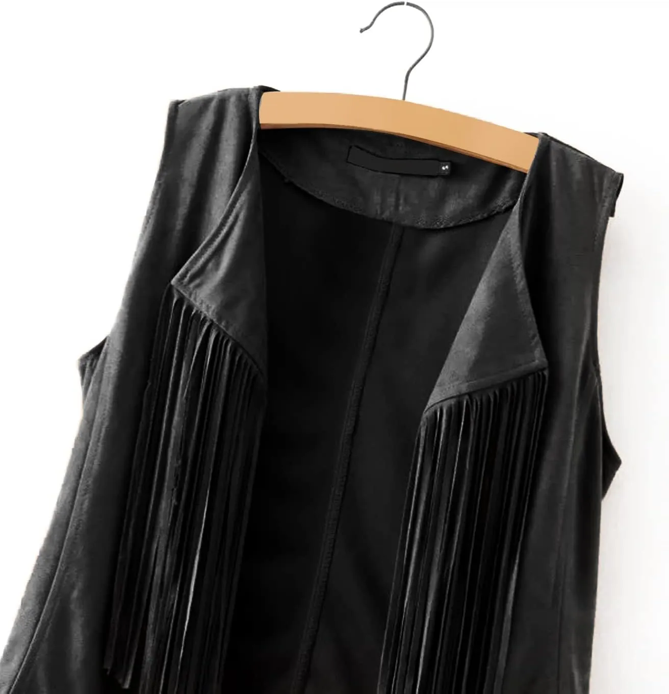 LYANER Women's Faux Suede Tassels Vest Cardigan Open-Front Vest Cardigan Jacket