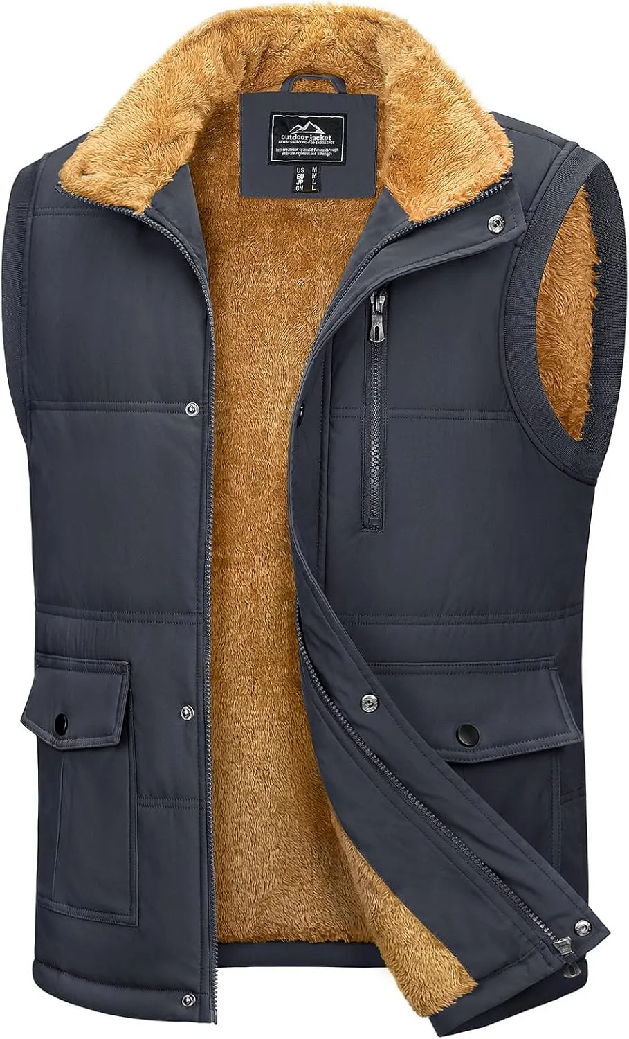 MAGCOMSEN Mens Winter Vests Outerwear Fleece Lined Puffer Vest Warm Casual Quilted Vest Bubble Sherpa Vest Jacket