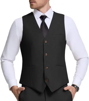 Men Linen Vest Casual Suit Vests Regular Fit Beach Wedding Waistcoat For Mens Groomsmen Party Dress Vest
