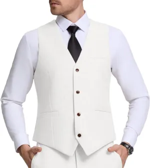 Men Linen Vest Casual Suit Vests Regular Fit Beach Wedding Waistcoat For Mens Groomsmen Party Dress Vest