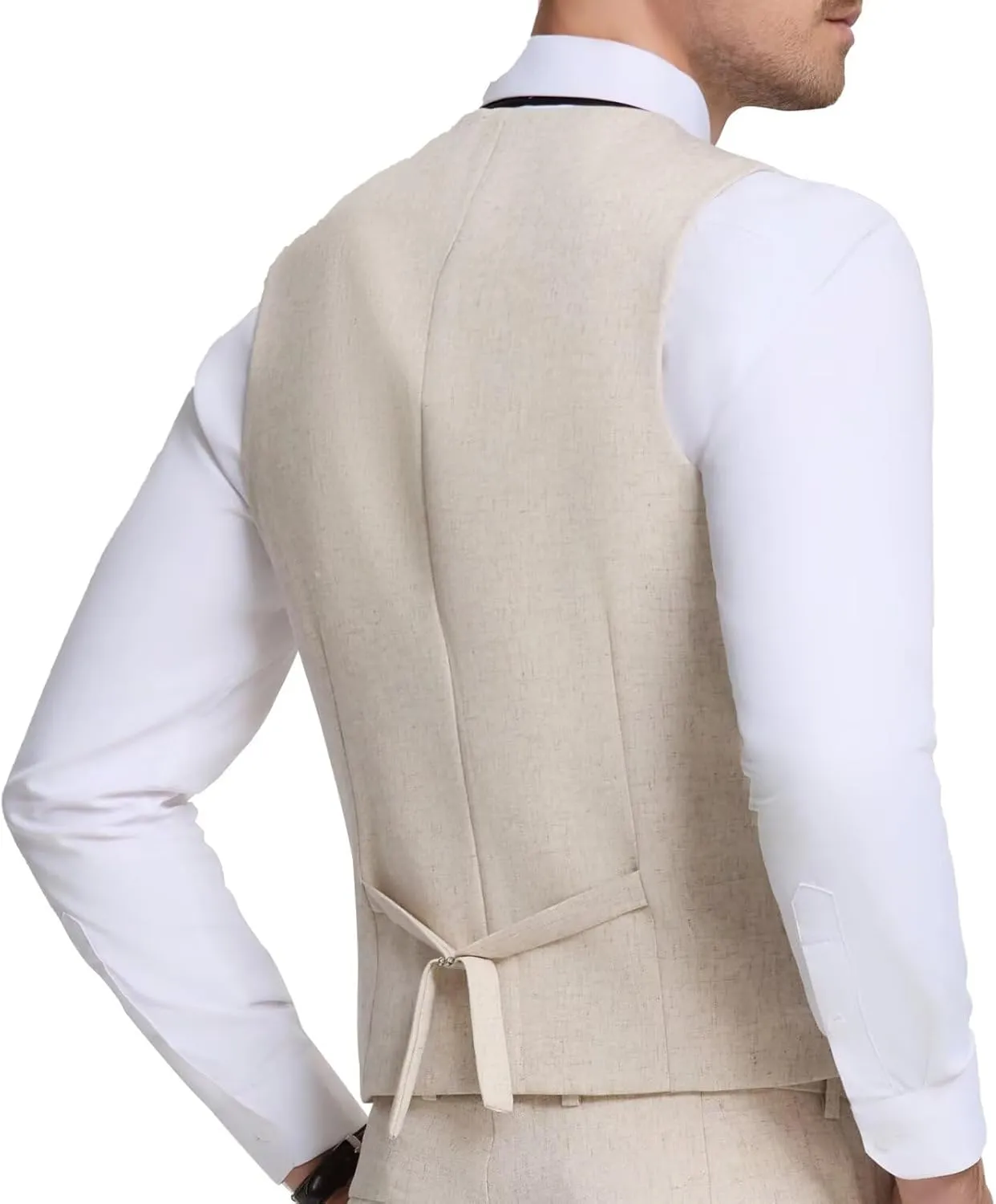 Men Linen Vest Casual Suit Vests Regular Fit Beach Wedding Waistcoat For Mens Groomsmen Party Dress Vest