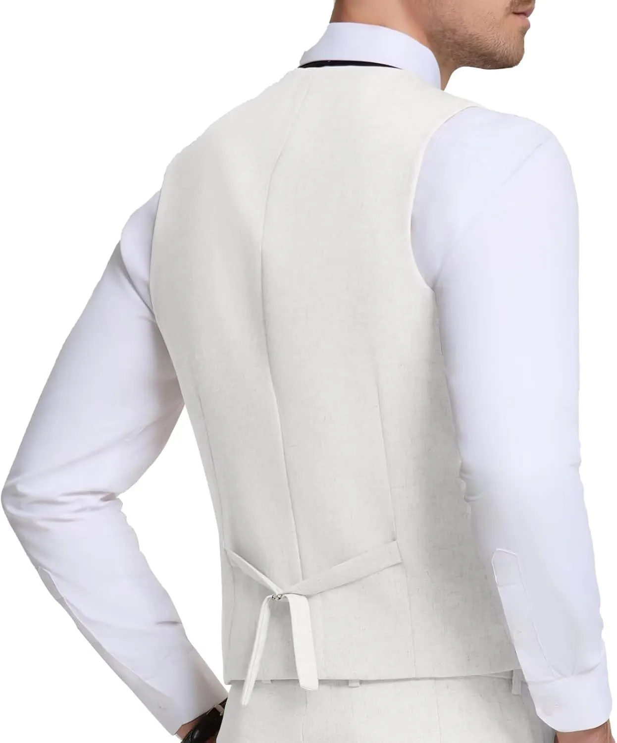 Men Linen Vest Casual Suit Vests Regular Fit Beach Wedding Waistcoat For Mens Groomsmen Party Dress Vest