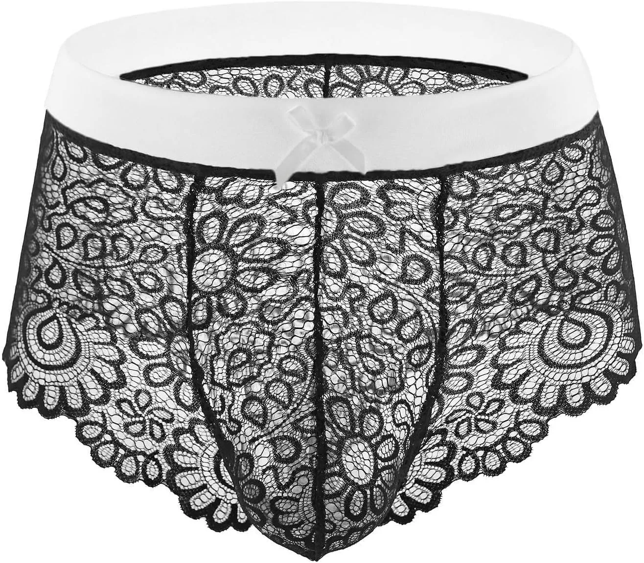 Men Lingerie Lace Boxers Brief With Ball Pouch Sheer Underwear Sexy Husband Boyfriend Valentine Dating Sissy Panties