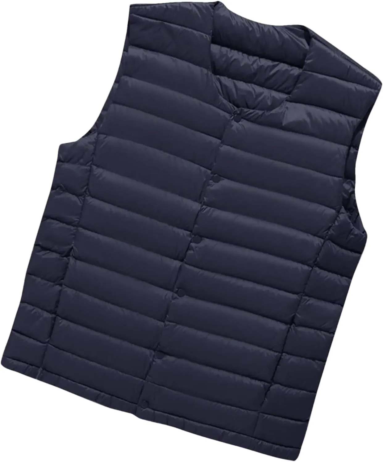 Men Winter Down Vest Casual Lightweight Sleeveless Windproof Buttons Cotton-Padded Waistcoat Coat