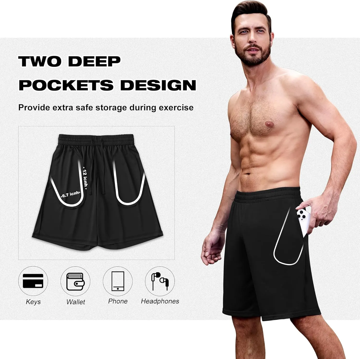 Mens 4-6 Pack Workout Gym Shorts Quick Dry Lightweight Athletic Basketball Running Shorts for Men with Pockets