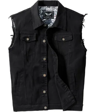Men's Casual Jean Vest Stretchy Motorcycle Denim Sleeveless Vest