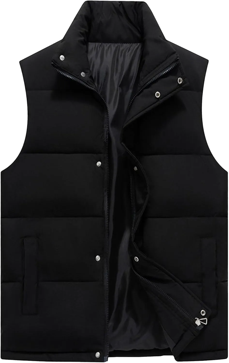 Men's Casual Quilted Vest Cotton Padded Stand Collar Thick Coats Outdoor Sleeveless Warm Winter Waistcoat