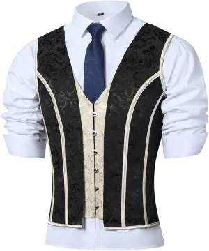 Mens Corset Vest Medieval Dress Waistcoat Lace Up Bones Wasit Trainer Wedding Stage