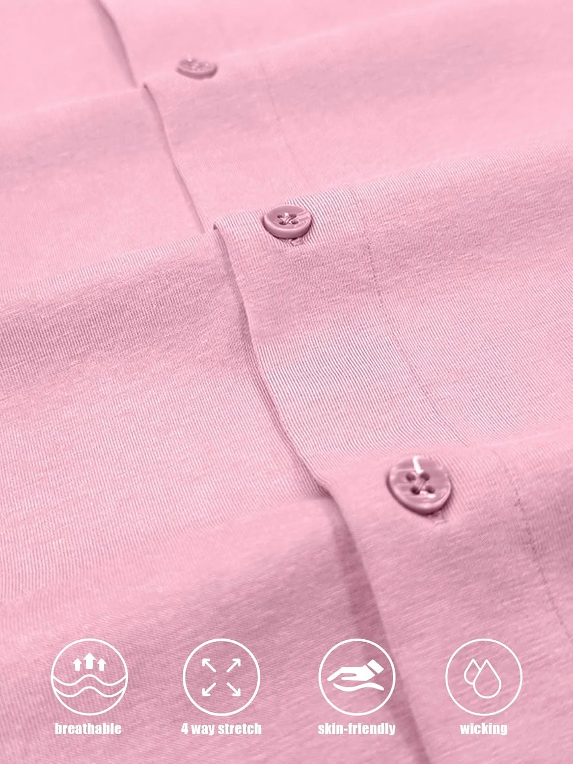 Men's Dress Shirt Slim Fit Button Down Shirt Long Sleeve No Cuff-Links Four Way Stretch Muscle Shirts for Men