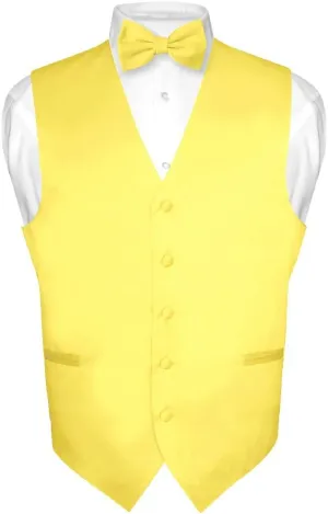 Men's Dress Vest & BowTie Solid PINK Color Bow Tie Set for Suit or Tuxedo