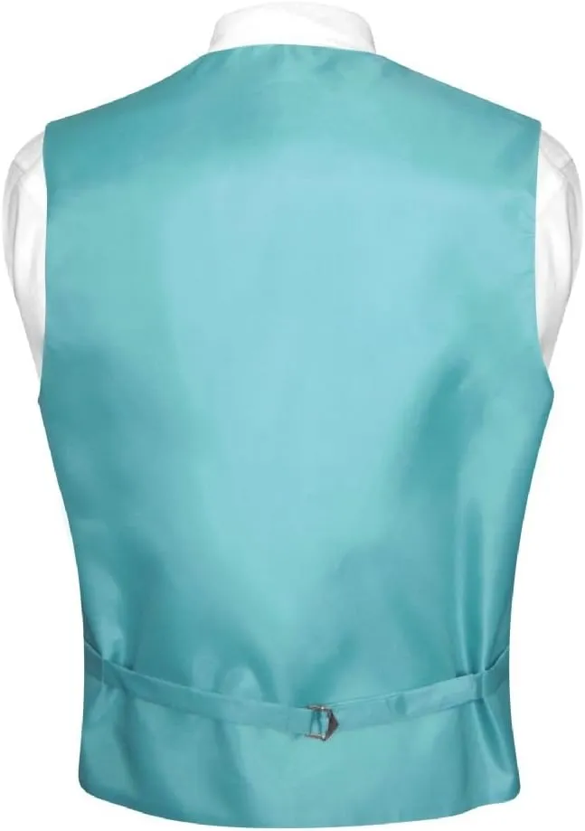 Men's Dress Vest & NeckTie Solid TURQUOISE AQUA BLUE Neck Tie Set for Suit Tux