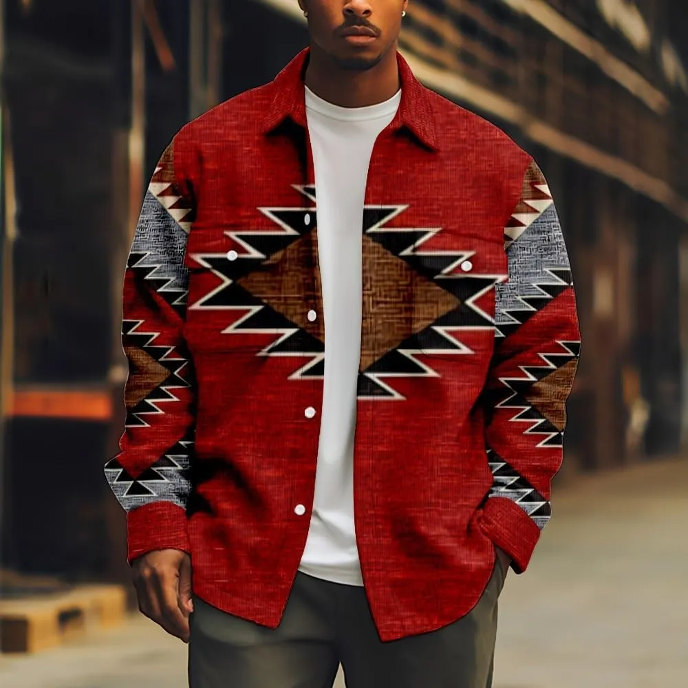 Men's Fall Casual Button Down Plaid Shirt Vintage Flannel Shirts Long Sleeve Fleece Jacket with Pockets XS-4XL