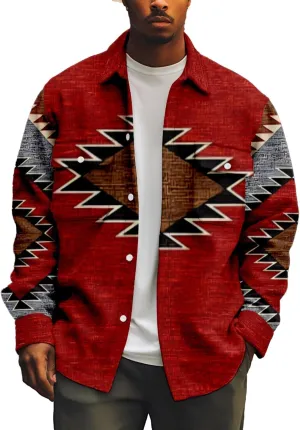 Men's Fall Casual Button Down Plaid Shirt Vintage Flannel Shirts Long Sleeve Fleece Jacket with Pockets XS-4XL