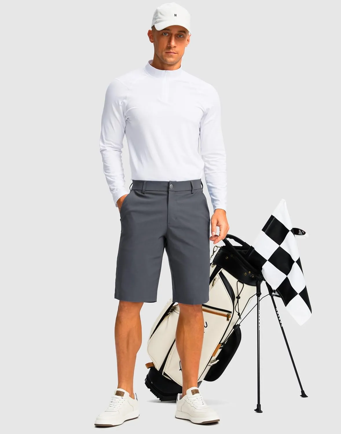 Men's Golf Shorts with 5 Pockets 11" Inseam Stretch Quick Dry Casual Work Dress Shorts for Men