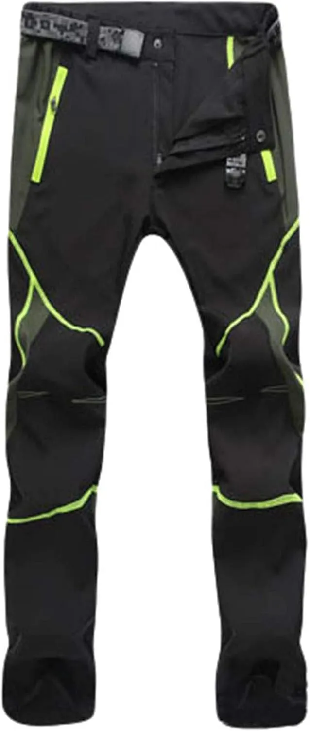Mens Hiking Pants Waterproof Slim Fit Quick Dry Lightweight Athletic Fit Pants Outdoor Windbreaker Trousers Belts