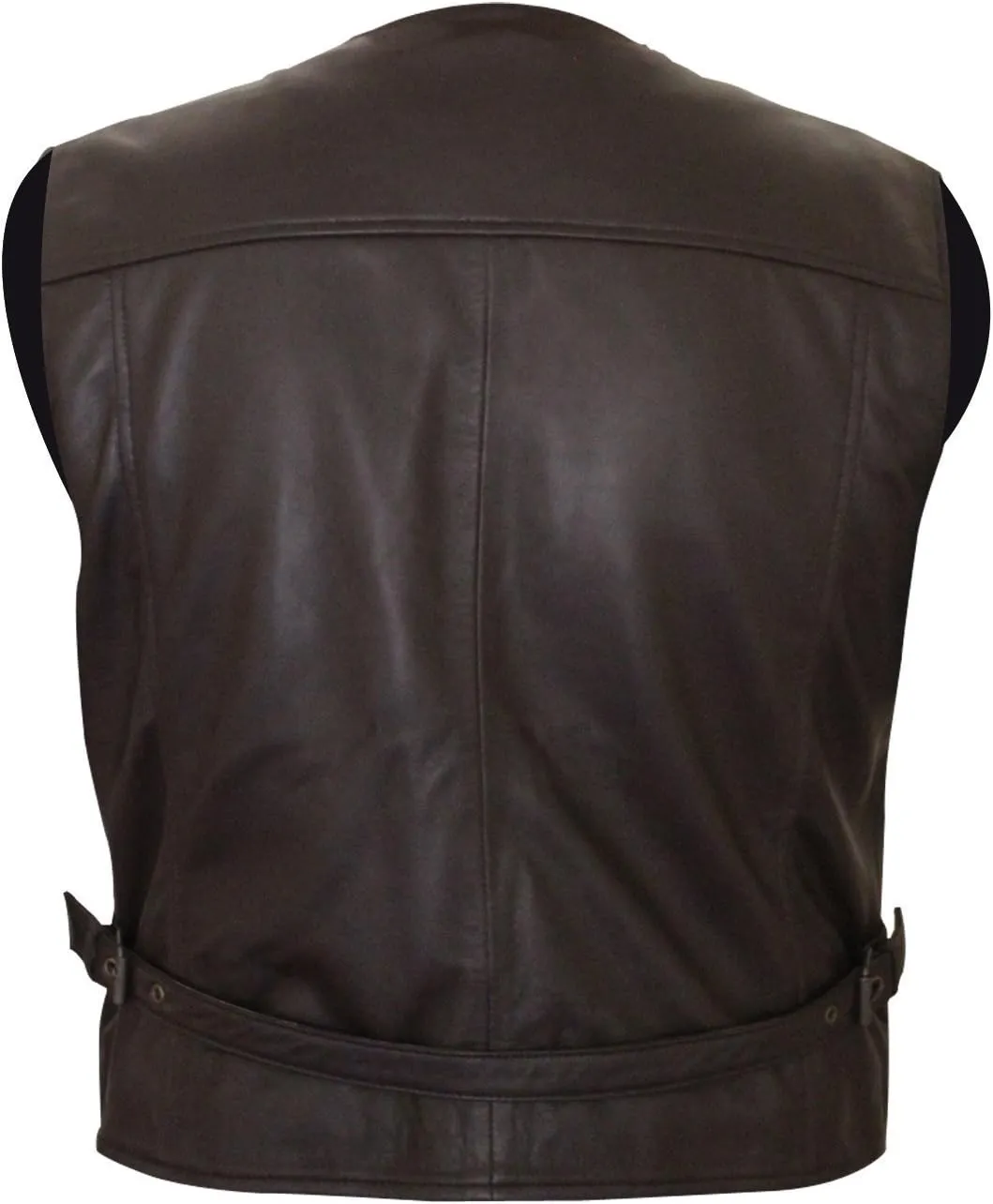 Mens JW Owen Chris Pratt Motorcycle Cargo Multi Pockets Safari Distressed Brown Leather Vest For Men
