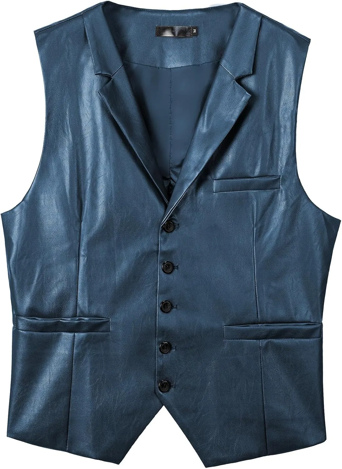 Men's Leather Suit Vest Casual Slim Fit Western Vest Jacket V-Neck Dress Vest Waistcoats