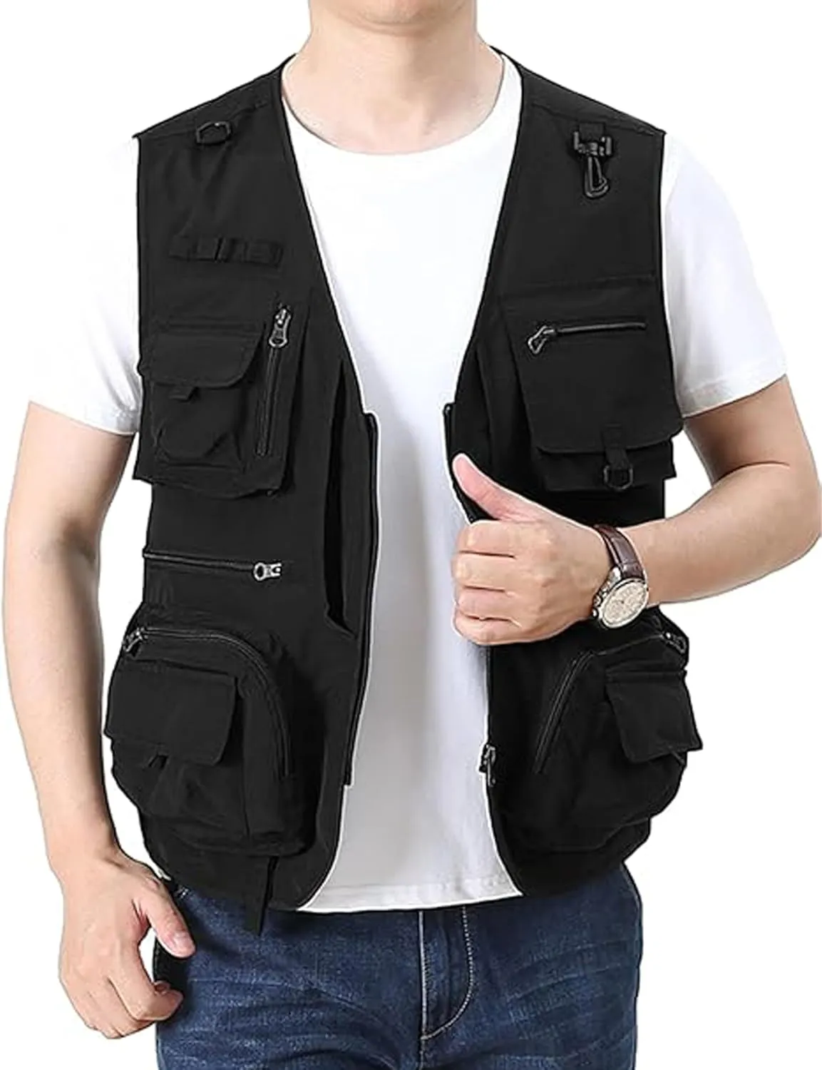 Men's Lightweight Mesh Fishing Vest Utility Outdoor Multi-Pocket Hunting Cargo Vest