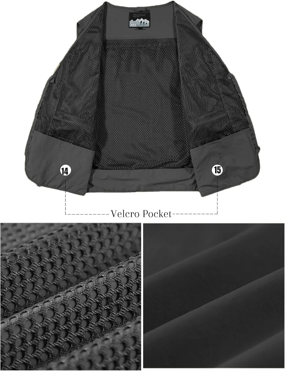 Men's Lightweight Mesh Fishing Vest Utility Outdoor Multi-Pocket Hunting Cargo Vest