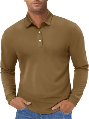 Men's Long Sleeve Polo Shirts Quick Dry Breathable Sports Casual T-Shirts Summer Work Pullover Tops
