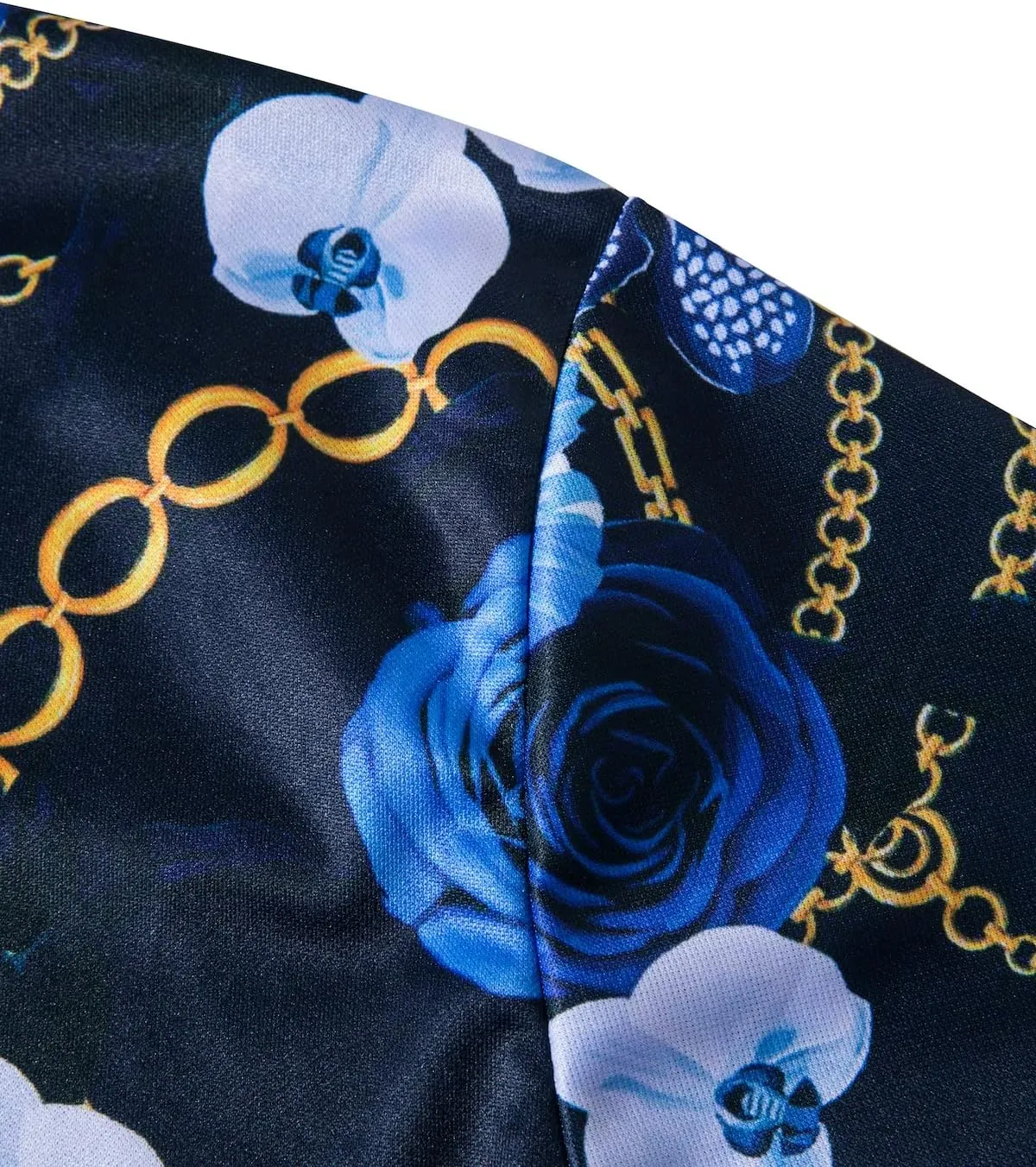 Mens Luxury Polo Shirts Black Gold Short Sleeve Baroque Chain Print Casual Wicking Golf Flower T-Shirt