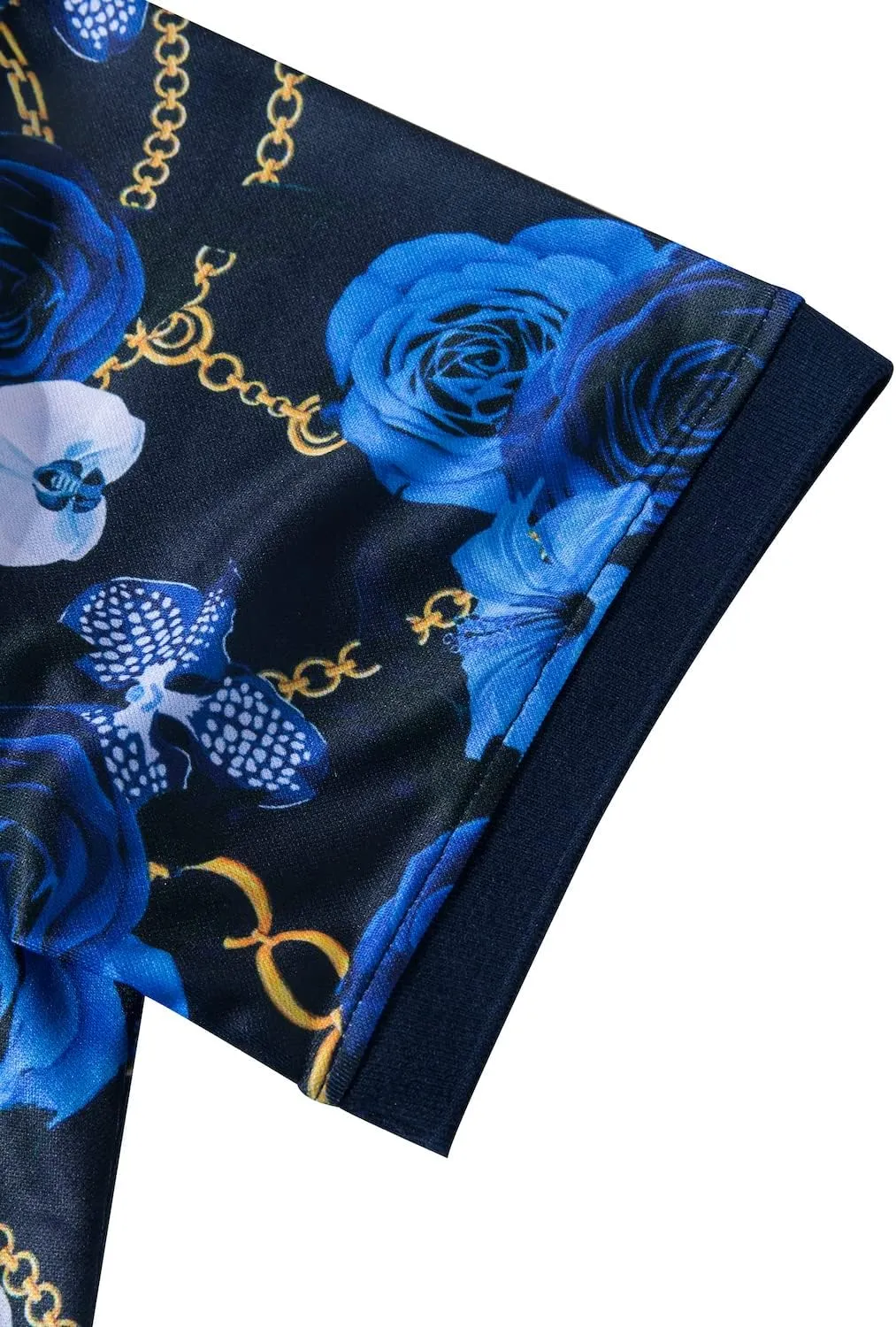 Mens Luxury Polo Shirts Black Gold Short Sleeve Baroque Chain Print Casual Wicking Golf Flower T-Shirt