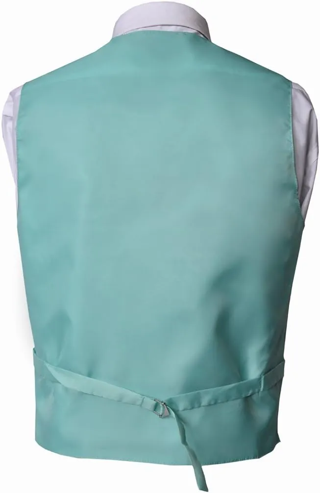 Men's Premium Solid Vest & NeckTie & Pocket Square Set for Suit & Tuxedo