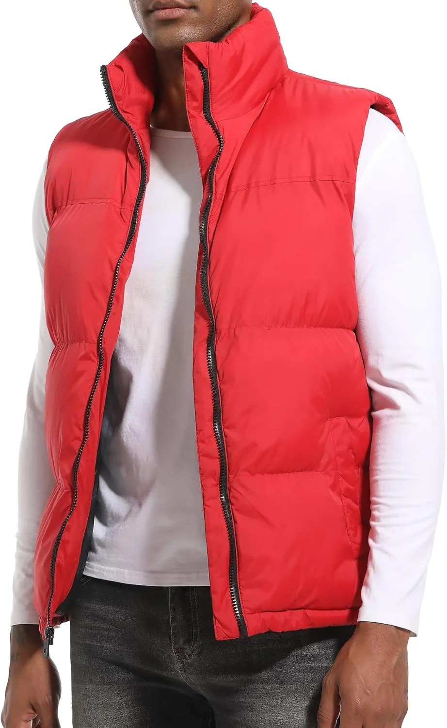 Men's Puffy Zipper Sleeveless Jacket Puffer Vest Outerwear Winter outdoor Warm Water-Resistant Sports M to 3XL