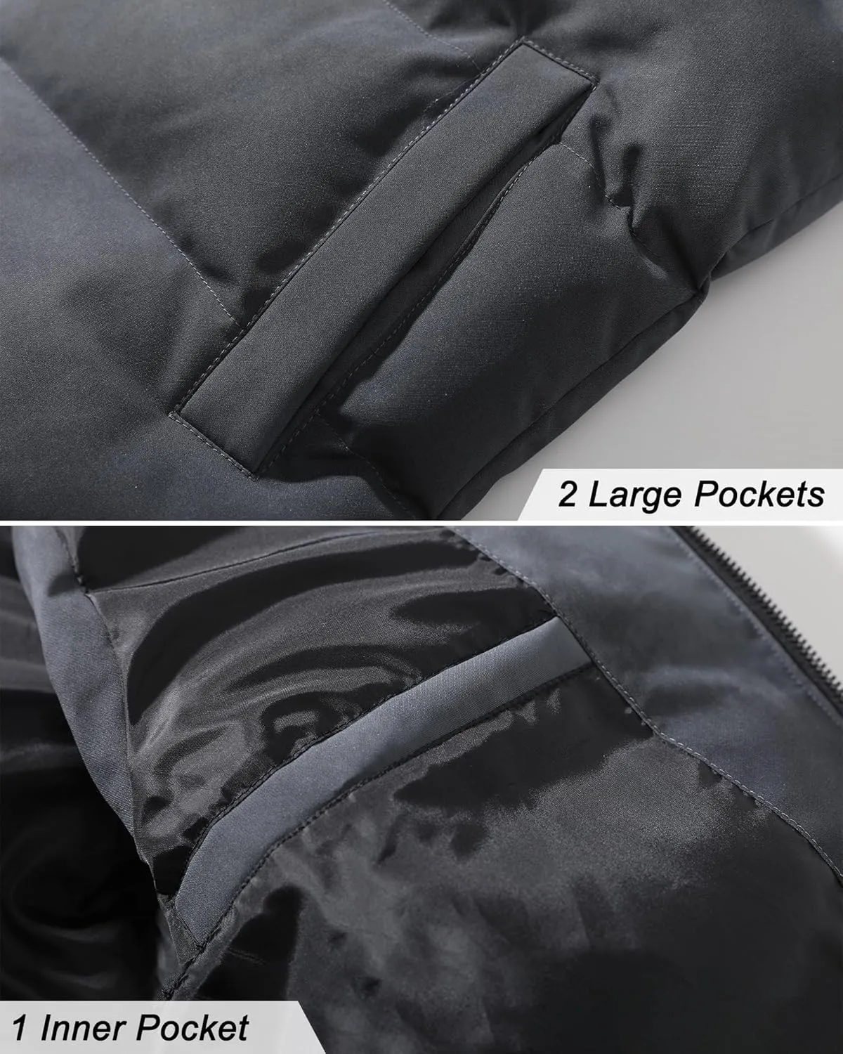 Men's Quilted Puffer Vest Sleeveless Warm Jacket Winter Water-Resistant Outdoor Puffy Vest Sizes M to 3XL